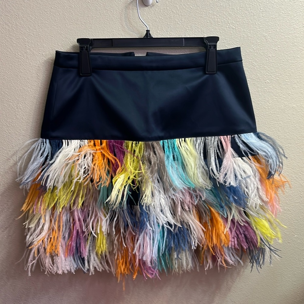 J Crew Collection HALLOWEEN! - Navy Skirt with Ostrich Feathers